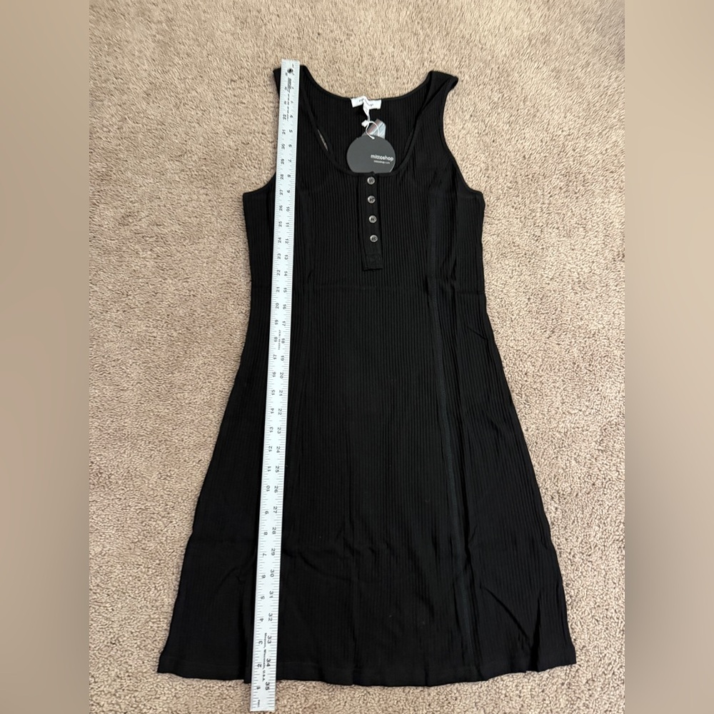 Mittoshop Mini Dress Women size S,M,L Racer Ribbed Tank Button Henley Neckine - Picture 5 of 9